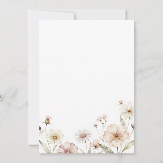 Soft Wildflower Border Watercolor Background 招待状 (正面)