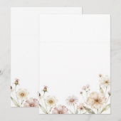 Soft Wildflower Border Watercolor Background 招待状 (正面/裏面)