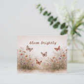 Soft Wildflower Meadow Butterflies Watercolor ポストカード (スタンド正面)