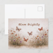 Soft Wildflower Meadow Butterflies Watercolor ポストカード (正面/裏面)