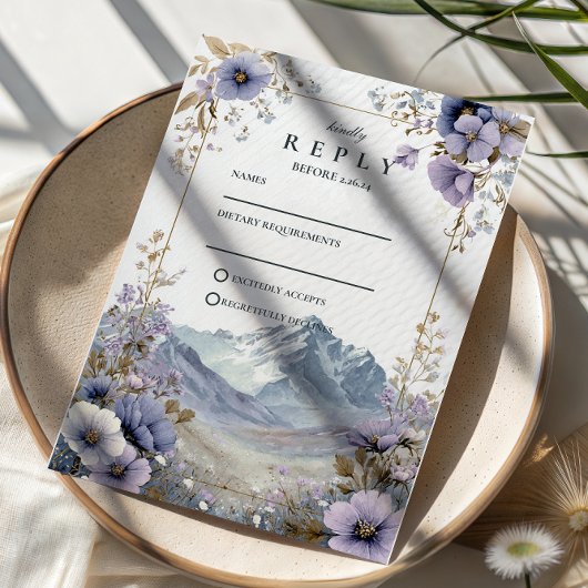 Soft Wildflower Mountain Wedding 出欠カード