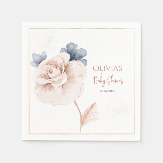 Soft Wildflowers Modern Baby Shower Invitation スタンダードカクテルナプキン (正面)