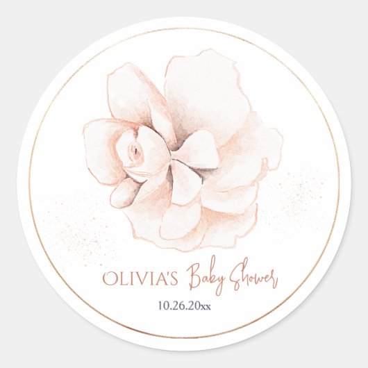 Soft Wildflowers Modern Baby Shower Invitation ラウンドシール (正面)