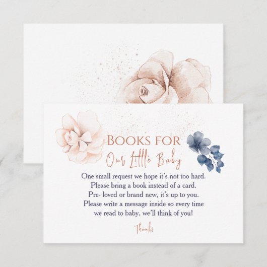 Soft Wildflowers Modern Books For Baby 出欠カード (正面/裏面)