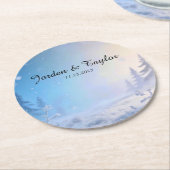 Soft Winter Daydream Wedding Coasters ラウンドペーパーコースター (アングル)