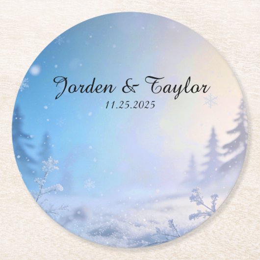 Soft Winter Daydream Wedding Coasters ラウンドペーパーコースター (正面)