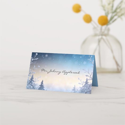 Soft Winter Daydream Wedding Place Cards プレイスカード (正面)