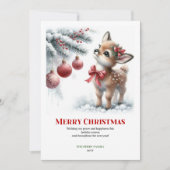 Soft Winter Fawn Watercolor Christmas Scene Cards シーズンカード (正面)