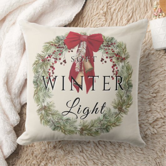 Soft Winter Light w/ Christmas Wreath クッション (ブランケット)
