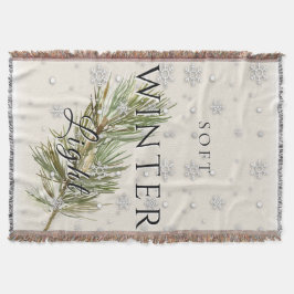 Soft Winter Light w/ Pine Branch and Snow スローブランケット