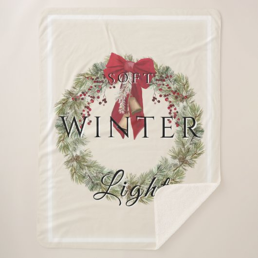 Soft Winter Light with Christmas Wreath シェルパブランケット (正面)