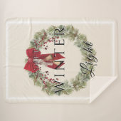 Soft Winter Light with Christmas Wreath シェルパブランケット (正面(横))