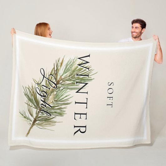 Soft Winter Light with Pine Branch フリースブランケット (インサイチュ)