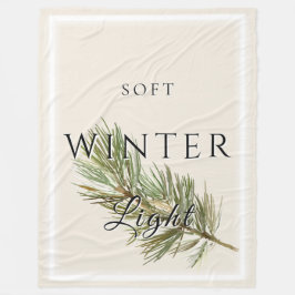 Soft Winter Light with Pine Branch フリースブランケット