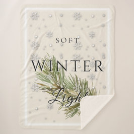 Soft Winter Light with Pine Branch and Snow シェルパブランケット