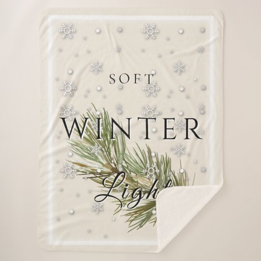 Soft Winter Light with Pine Branch and Snow シェルパブランケット (正面)