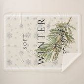 Soft Winter Light with Pine Branch and Snow シェルパブランケット (正面(横))