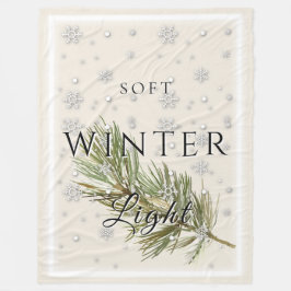 Soft Winter Light with Pine Branch and Snow フリースブランケット