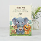 Soft Woodland Animals Storybook Birthday サンキューカード (スタンド正面)