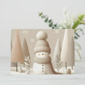 Soft Woodland Snowman Christmas Holiday Card シーズンカード (スタンド正面)