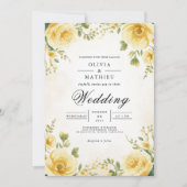Soft Yellow Bloom Botanical Wedding 招待状 (正面)