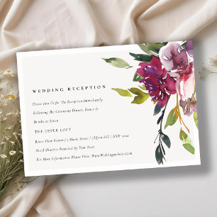 Soft Yellow Blush Burgundy Floral Wedding エンクロージャーカード