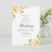 Soft Yellow Botanical Flourish Wedding 招待状 (スタンド正面)