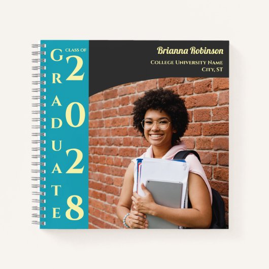 Soft Yellow Brown Photo Modern Graduation ノートブック (正面)