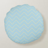 Soft Yellow Chevron on Blue Throw Pillow Round ラウンドクッション (裏面)