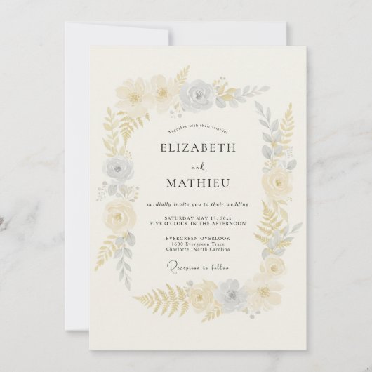 Soft Yellow Ethereal Spring Wedding 招待状 (正面)
