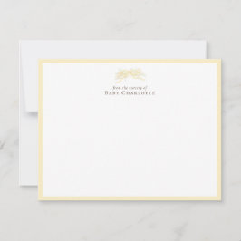 Soft Yellow Floral Bow Nursery Note Card  ノートカード