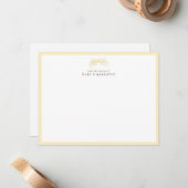 Soft Yellow Floral Bow Nursery Note Card  ノートカード (正面/裏面インサイチュ)