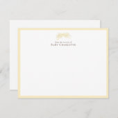 Soft Yellow Floral Bow Nursery Note Card  ノートカード (正面/裏面)