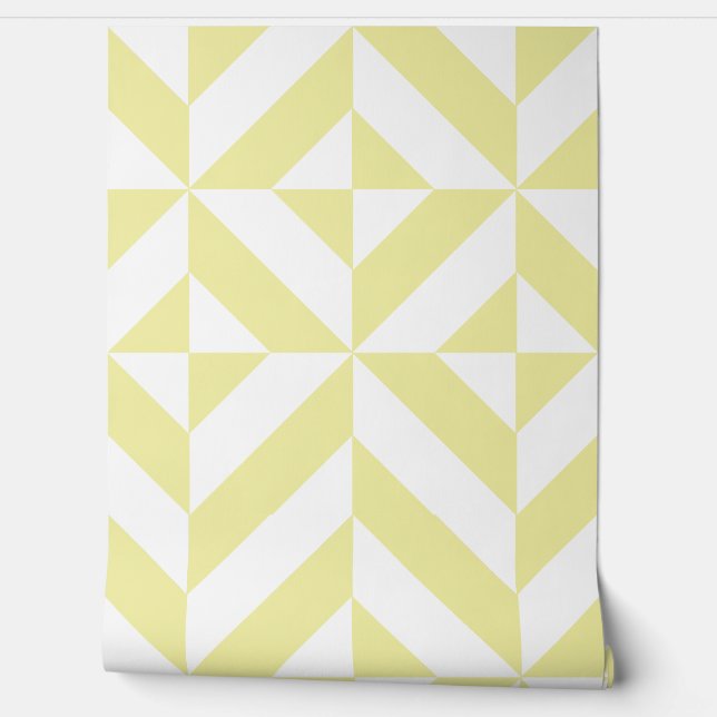 Soft Yellow Geometric Art Deco 壁紙 (ほどく)