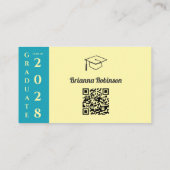Soft Yellow Modern Graduation QR Code Name Card コーリングカード (裏面)