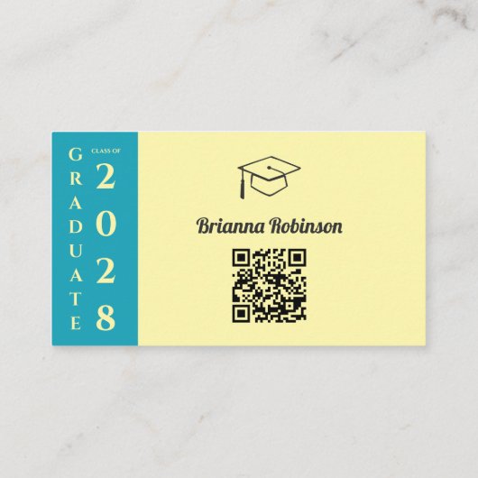 Soft Yellow Modern Graduation QR Code Name Card コーリングカード (裏面)