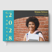 Soft Yellow Modern Photo Graduation Party Gold  ゲストブック (正面)