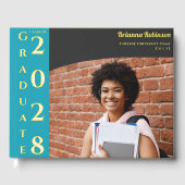 Soft Yellow Modern Photo Graduation Party Gold ゲストブック (正面)