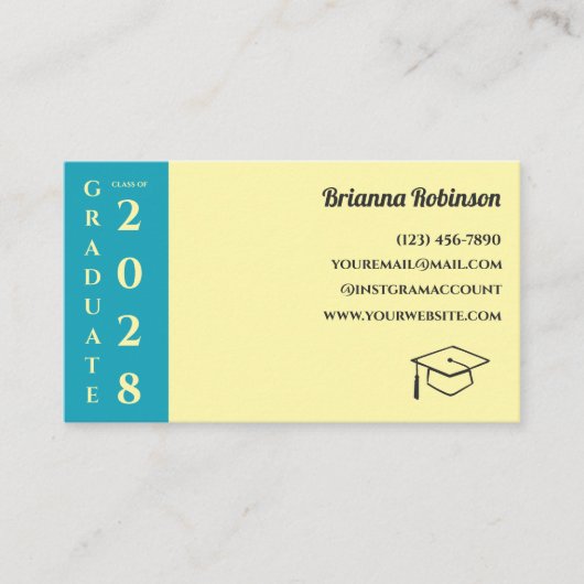 Soft Yellow Photo Modern Graduation Name Card コーリングカード (正面)