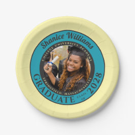 Soft Yellow Photo Modern Graduation Party ペーパープレート