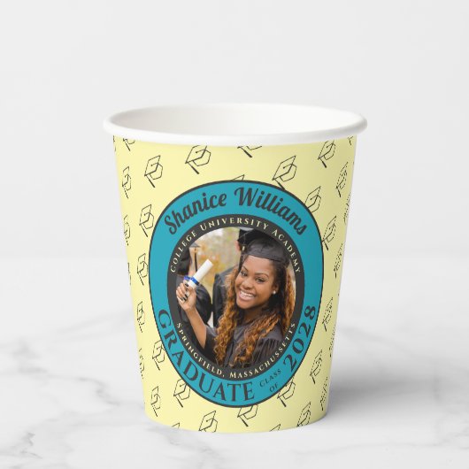 Soft Yellow Photo Modern Graduation Party 紙コップ (裏面)