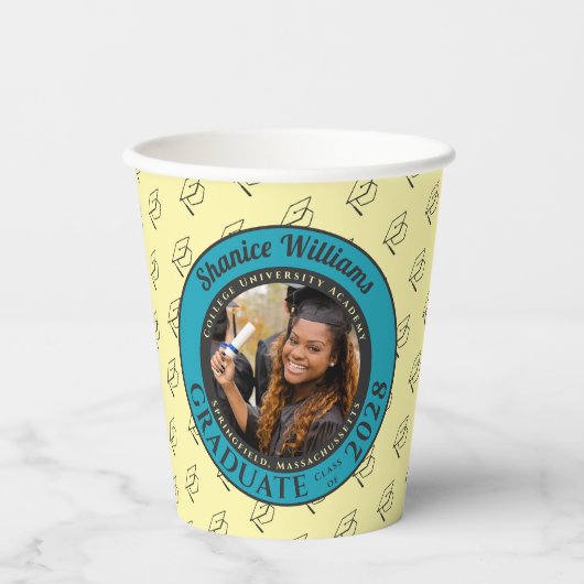 Soft Yellow Photo Modern Graduation Party 紙コップ (正面)