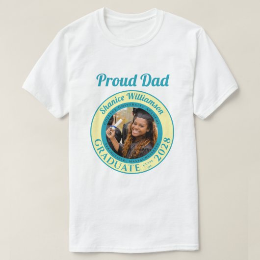 Soft Yellow Photo Modern Graduation Proud Dad Tシャツ (デザイン正面)
