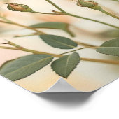  Soft Yellow Rose Buds Floral Design ポスター (角)