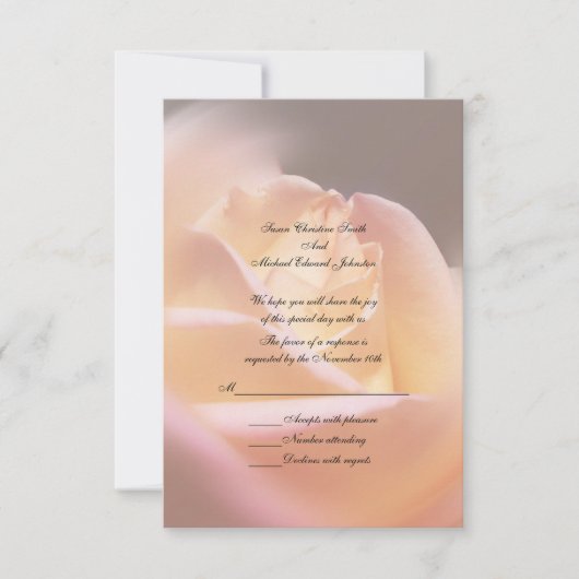 Soft Yellow Rose Floral Wedding  出欠カード (正面)