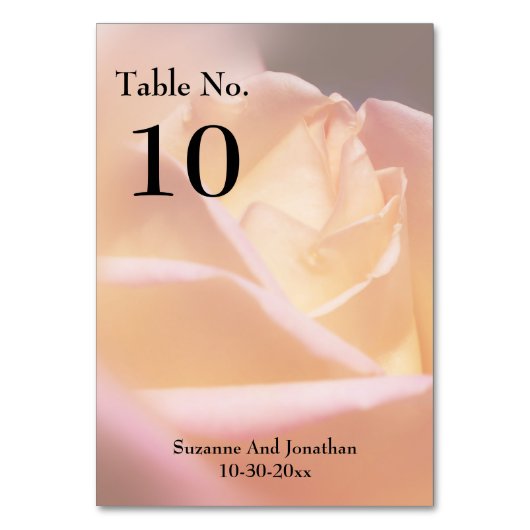 Soft Yellow Rose Personalized Wedding  テーブルナンバー (裏面)