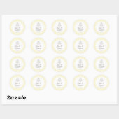 Soft Yellow Striped Elegant Wedding Sticker ラウンドシール (シート)