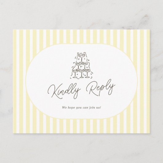 Soft Yellow Striped Wedding Song Request ポストカード (正面)