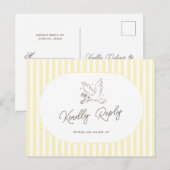 Soft Yellow Striped Whimsical RSVP Postcard ポストカード (正面/裏面)