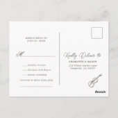 Soft Yellow Striped Whimsical RSVP Postcard ポストカード (裏面)